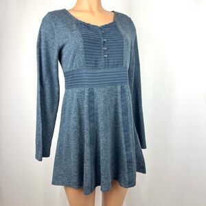 Mur Mur Women’s Sz S Blue Long Fit Tunic Knit Top Long Sleeve Casual Cottagecore